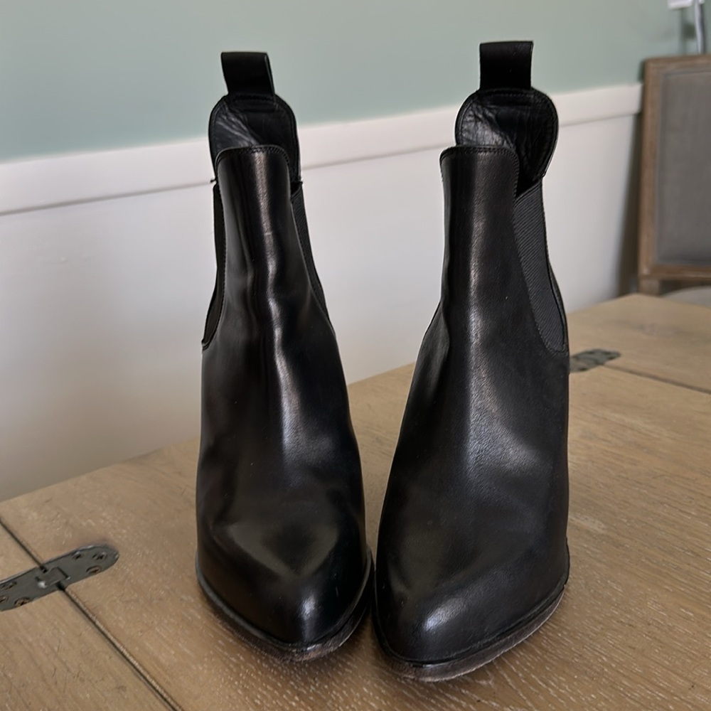 rag & bone Leather pointed black Stanton Chelsea short boot bootie size 38